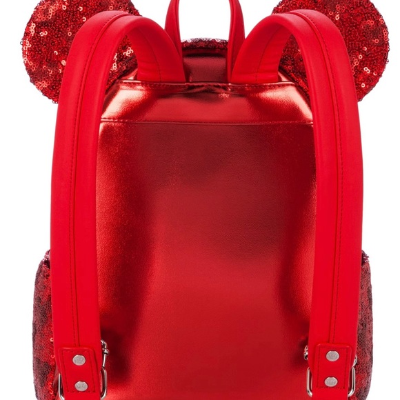 Loungefly Red Sequin Backpack with Ears - Picture 2 of 3